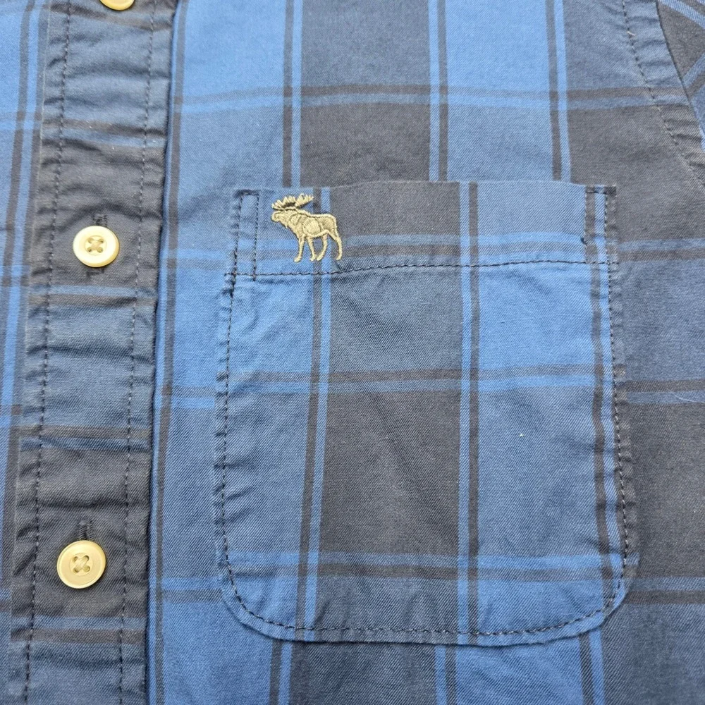 Abercrombie & Fitch Mens Muscle Fit Plaid Button Down Shirt Blue M 125161110